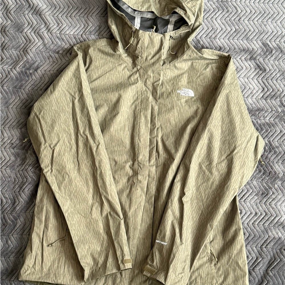 The North Face Women's OD Green  Hooded Rain Jacket; lightweight; size Large